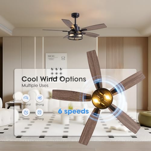 46-Inch Black Caged Ceiling Fan with Lights and Remote Control for Indoor and Outdoor Use - Image 5