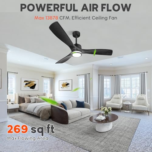 52'' Low Profile Ceiling Fan with Remote Control and Dimmable LED Light - Image 2