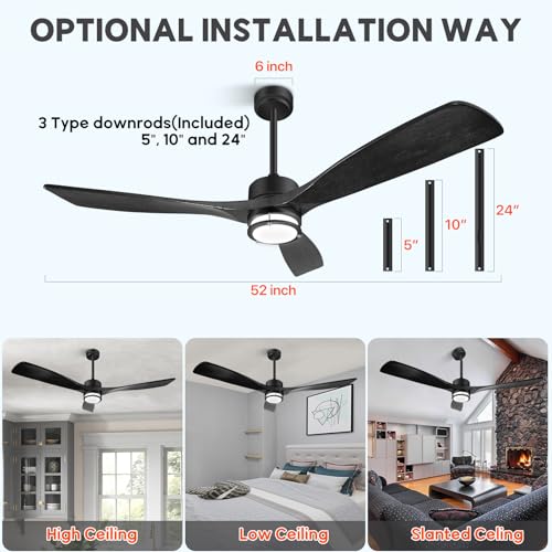 52'' Low Profile Ceiling Fan with Remote Control and Dimmable LED Light - Image 5