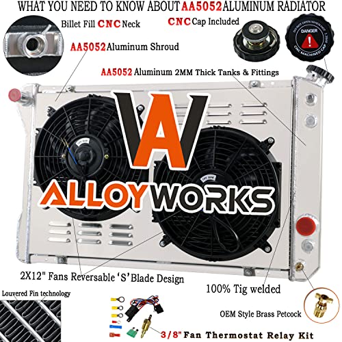 High-Performance Aluminum Radiator Kit with Dual Cooling Fans for Chevy Camaro and Pontiac Firebird (1982-1992) - Image 2