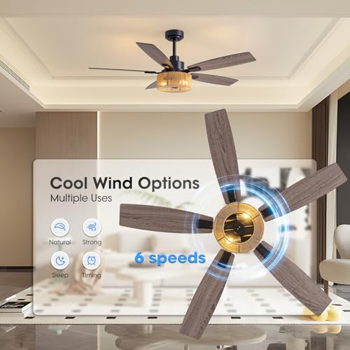46 Inch Boho Ceiling Fan with Lights and Remote Control - Perfect for Indoor and Outdoor Use - Image 3
