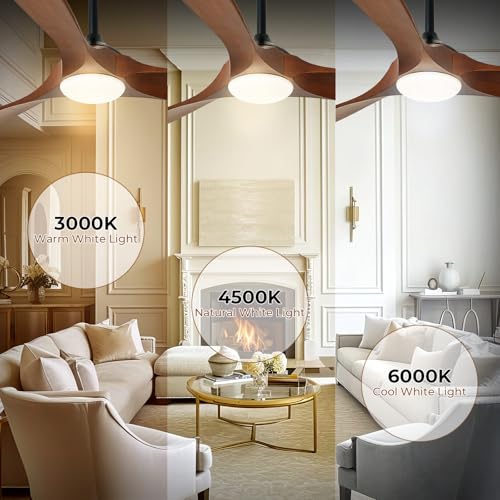 60 Inch Solid Wood Ceiling Fan with Lights and Remote Control, Modern Design for Indoor and Outdoor Use - Image 2