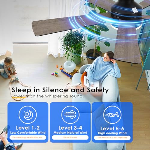 46" Black Low Profile Flush Mount Ceiling Fan with LED Lights and Remote Control - Image 3