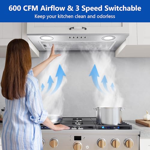 20 Inch Stainless Steel Kitchen Range Hood Insert - Ducted/Ductless Convertible Exhaust Fan - Image 3