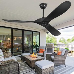 52" Matte Black Ceiling Fan with Remote Control - Quiet DC Motor