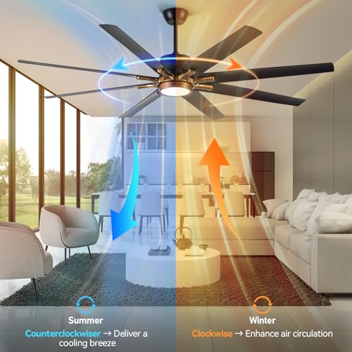72-Inch Black Ceiling Fan with Remote Control and Light - Energy Efficient & Quiet - Image 4