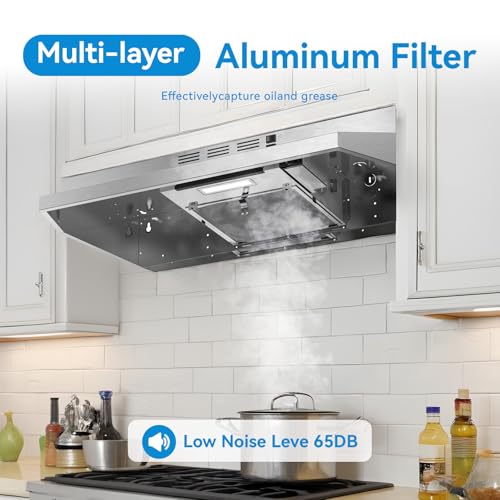 30-Inch Under Cabinet Stainless Steel Range Hood with 300 CFM Exhaust Fan - Image 4