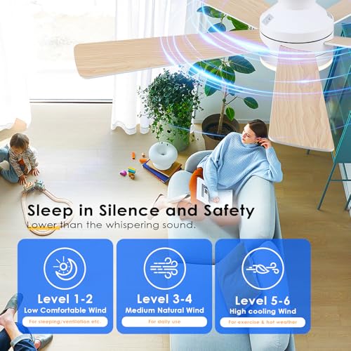 46" White Flush Mount Ceiling Fan with LED Light and Remote Control - Image 3