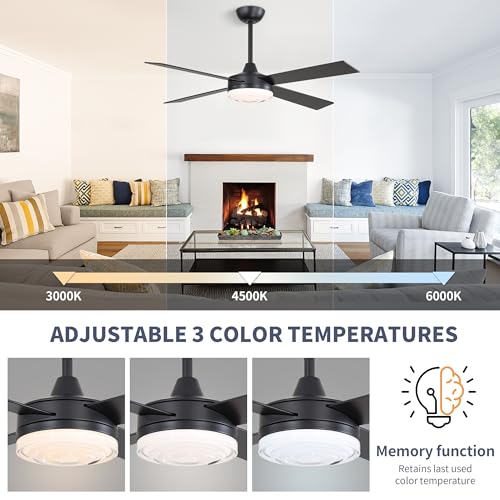 52 Inch DC Ceiling Fan with Remote Control and Ripple Glass Shade – Modern Design for Indoor Spaces - Image 5