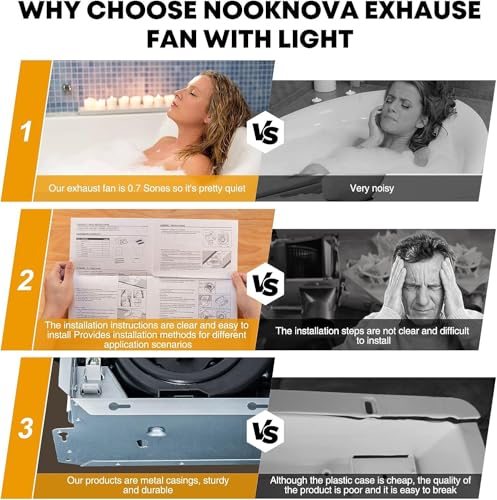 Quiet Bathroom Exhaust Fan with Integrated LED Light - Efficient Ventilation - Image 6