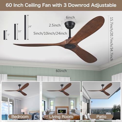 60-Inch Modern Ceiling Fan with Remote Control - No Light, Reversible DC Motor, Perfect for Indoor & Outdoor Use - Image 4
