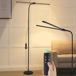 Multifunctional LED Floor Lamp with Remote - Dimmable Tall Reading Lamp for Home and Office